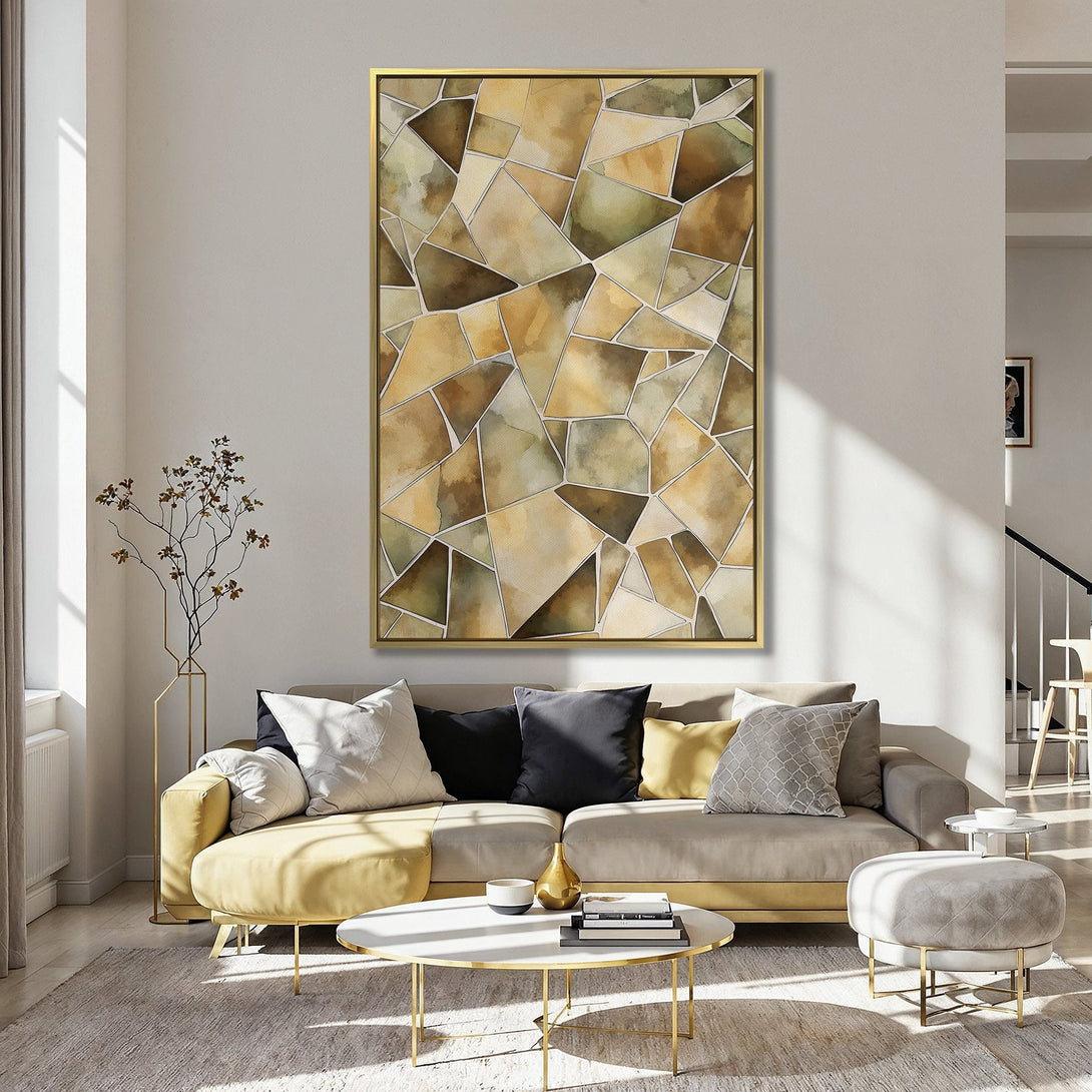 Canvas Print featuring abstract geometric art in warm earth tones, perfect for adding a touch of modern style to any space.
