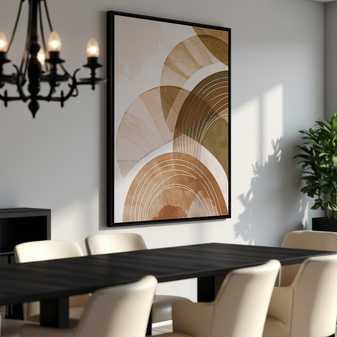 Framed Wall Art: Abstract art Canvas Print with warm, earthy tones. Modern design, perfect for adding a touch of elegance to any interior.