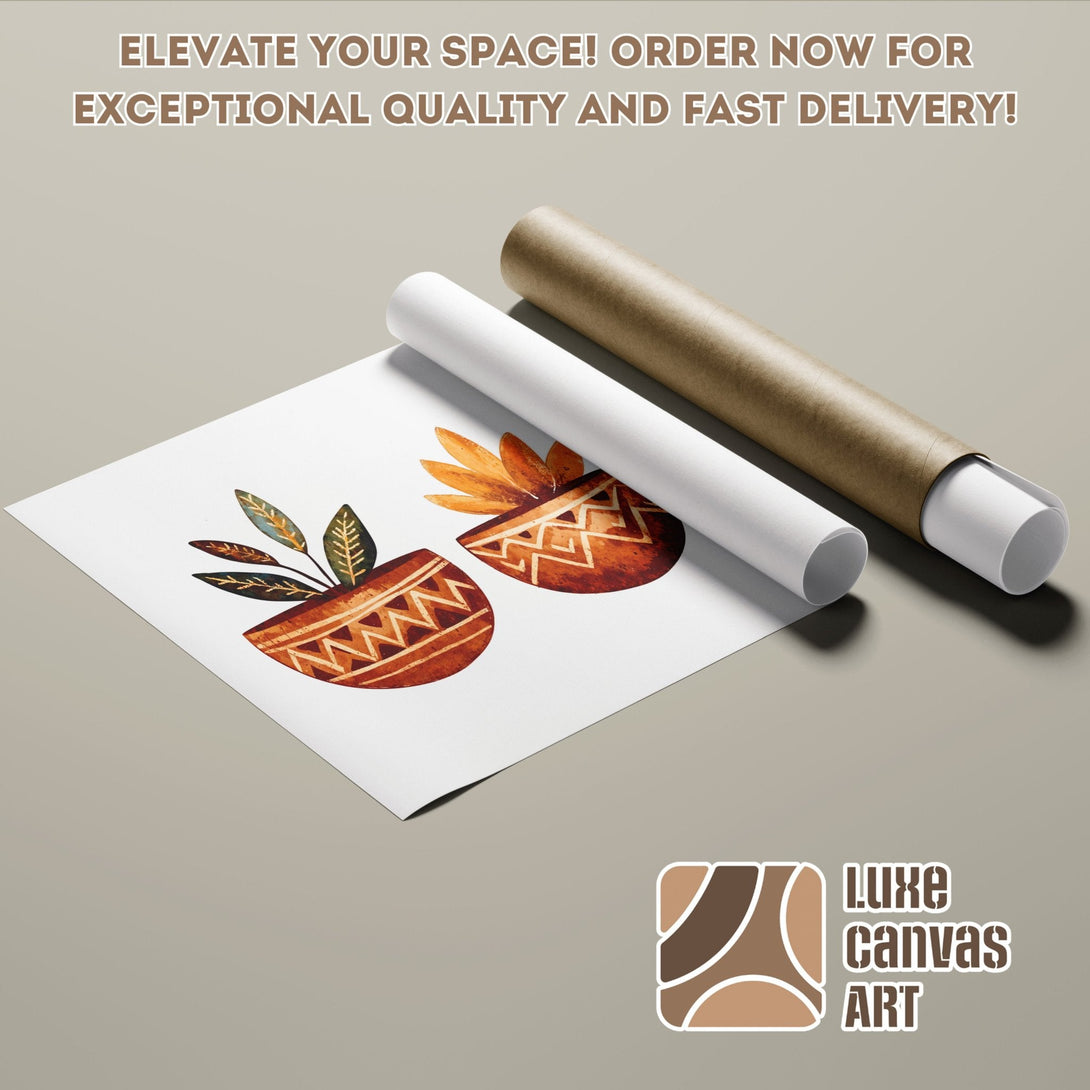 Poster Roll featuring watercolor botanical art in warm earth tones. Elevate your space with Luxe Canvas Art!