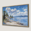 Minimalist Seascape Framed Canvas Print with Sailboat Art