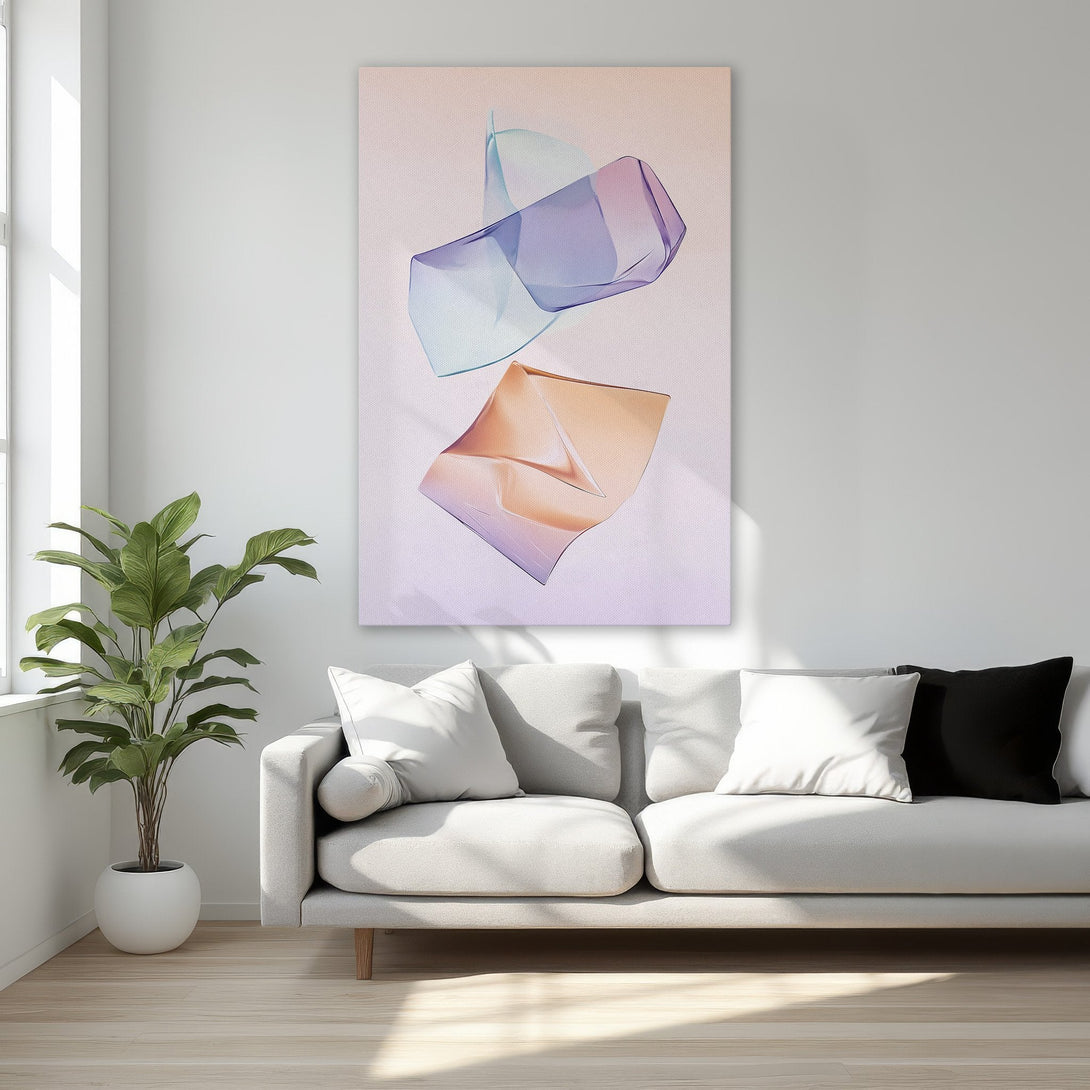 Framed Wall Art featuring abstract shapes in pastel hues. Modern Canvas Print adds a touch of elegance to any bedroom decor. Shop now!
