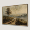 Misty Landscape Fields Canvas Print with Rural Road