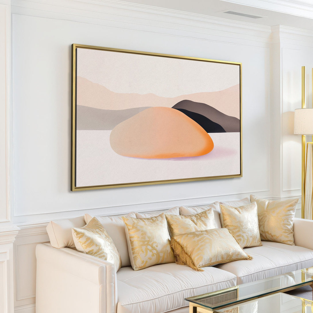 Abstract Canvas Print in neutral tones, perfect for modern living rooms. Features a minimalist design with a warm, earthy color palette.