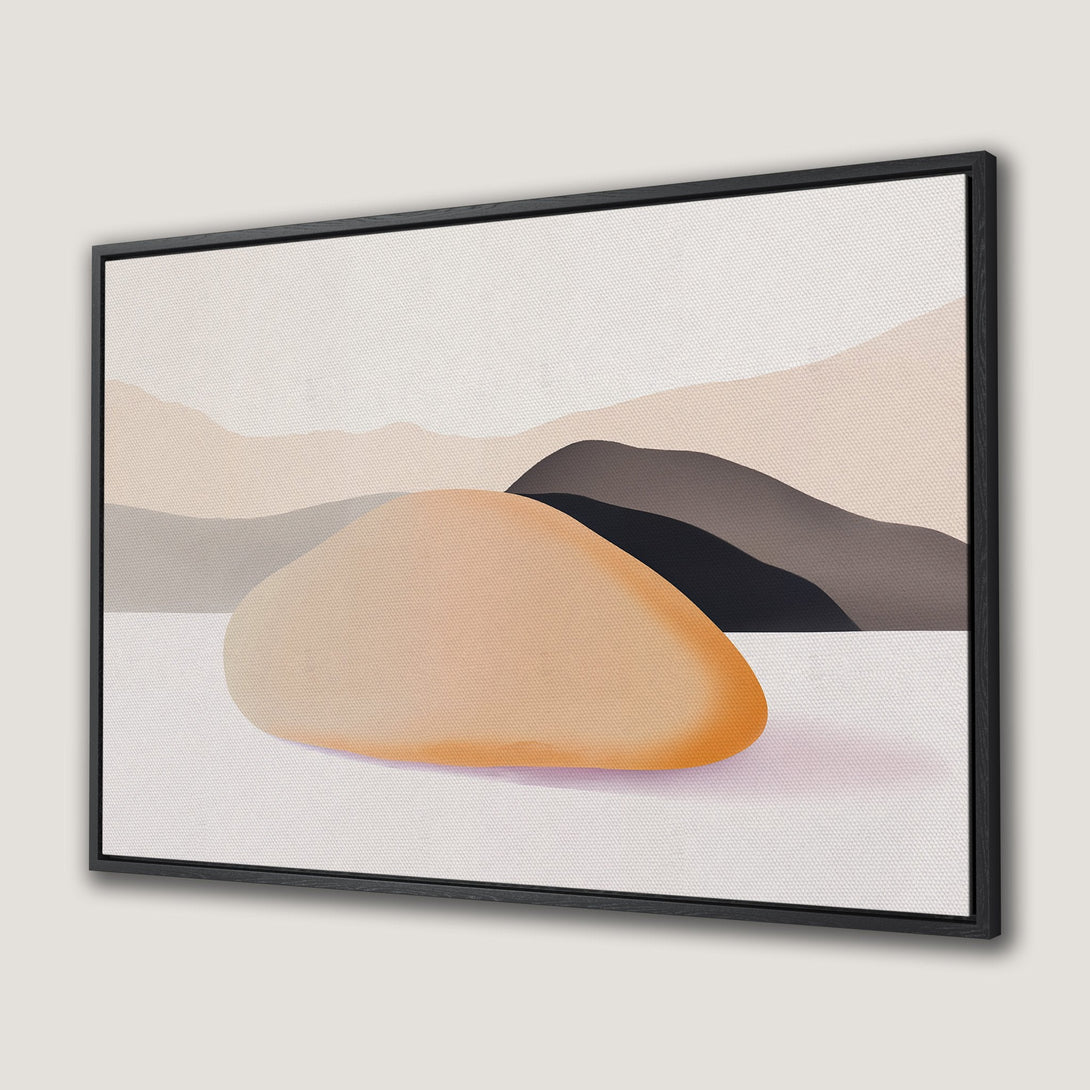 Framed Wall Art featuring an abstract landscape with neutral tones. Modern Canvas Print with a warm, earthy color palette perfect for any room.