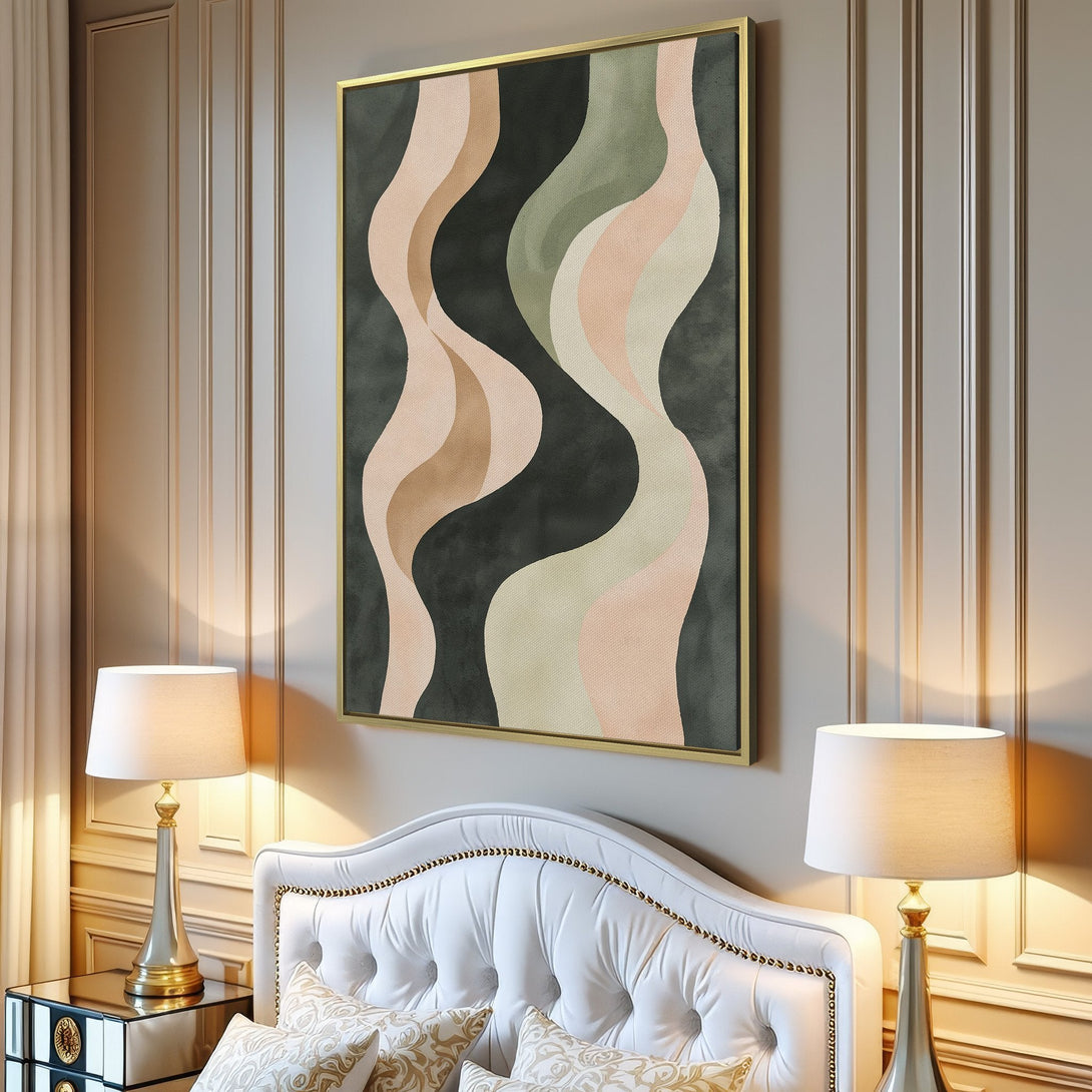 Canvas Print featuring an abstract, flowing design in neutral tones. Modern wall art with a soft, muted color palette perfect for home decor.