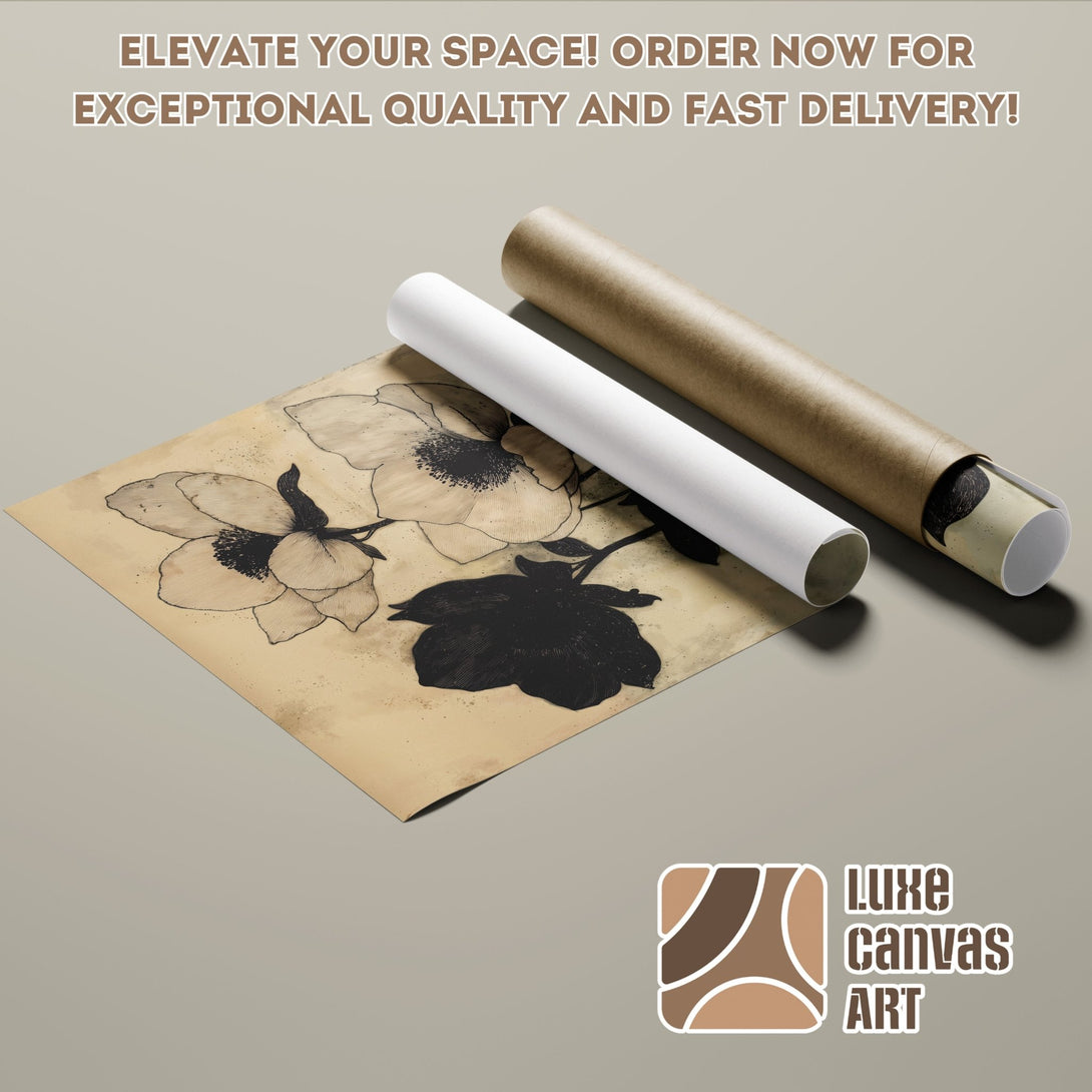Floral Poster Roll in neutral tones. Perfect art for your home! Order now for fast delivery.