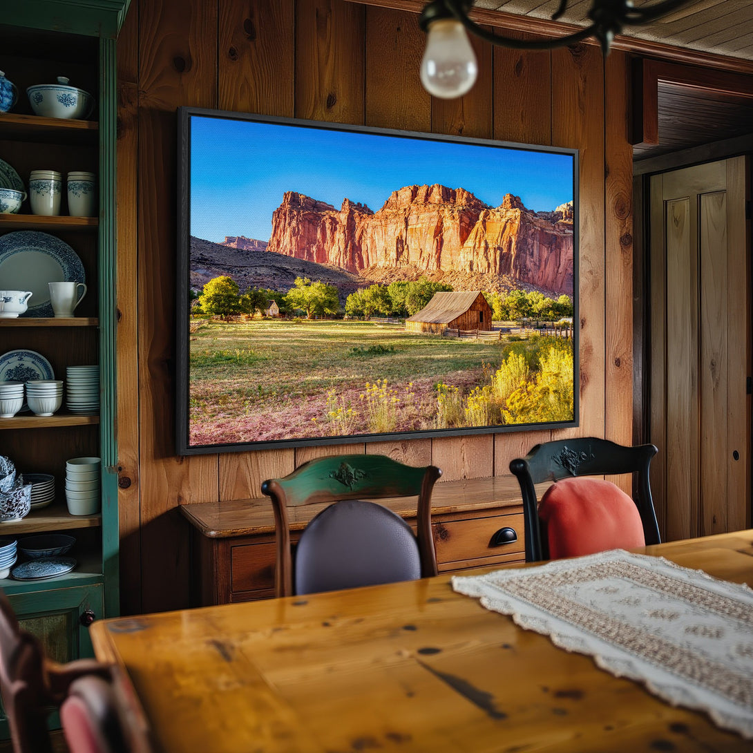 Framed Wall Art: Landscape Canvas Print featuring a stunning desert scene with warm, earthy tones. Perfect for adding a touch of nature to your home decor.