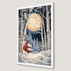Moonlit Cabin Winter Art Poster - Snowy Forest Scene