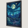 Moonlit Desert Landscape Art Poster - Mystical Night Sky