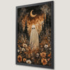 Moonlit Forest Ghost Art Poster with Wildflowers