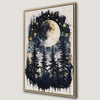 Moonlit Forest with Stars and Full Moon Canvas Print