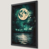 Moonlit Lake Night Scene Art Poster for Home Decor