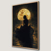 Moonlit Night Landscape Canvas Print with Woman in Boat