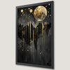 Moonlit Night Sky Art Poster with Gold and Black Hues