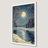 Moonlit River Art Poster - Serene Winter Landscape Print for Home