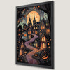 Moonlit Village Art Poster - Spooky Halloween Decor
