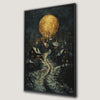 Moonlit Village Canvas Print Rustic Moon Artwork