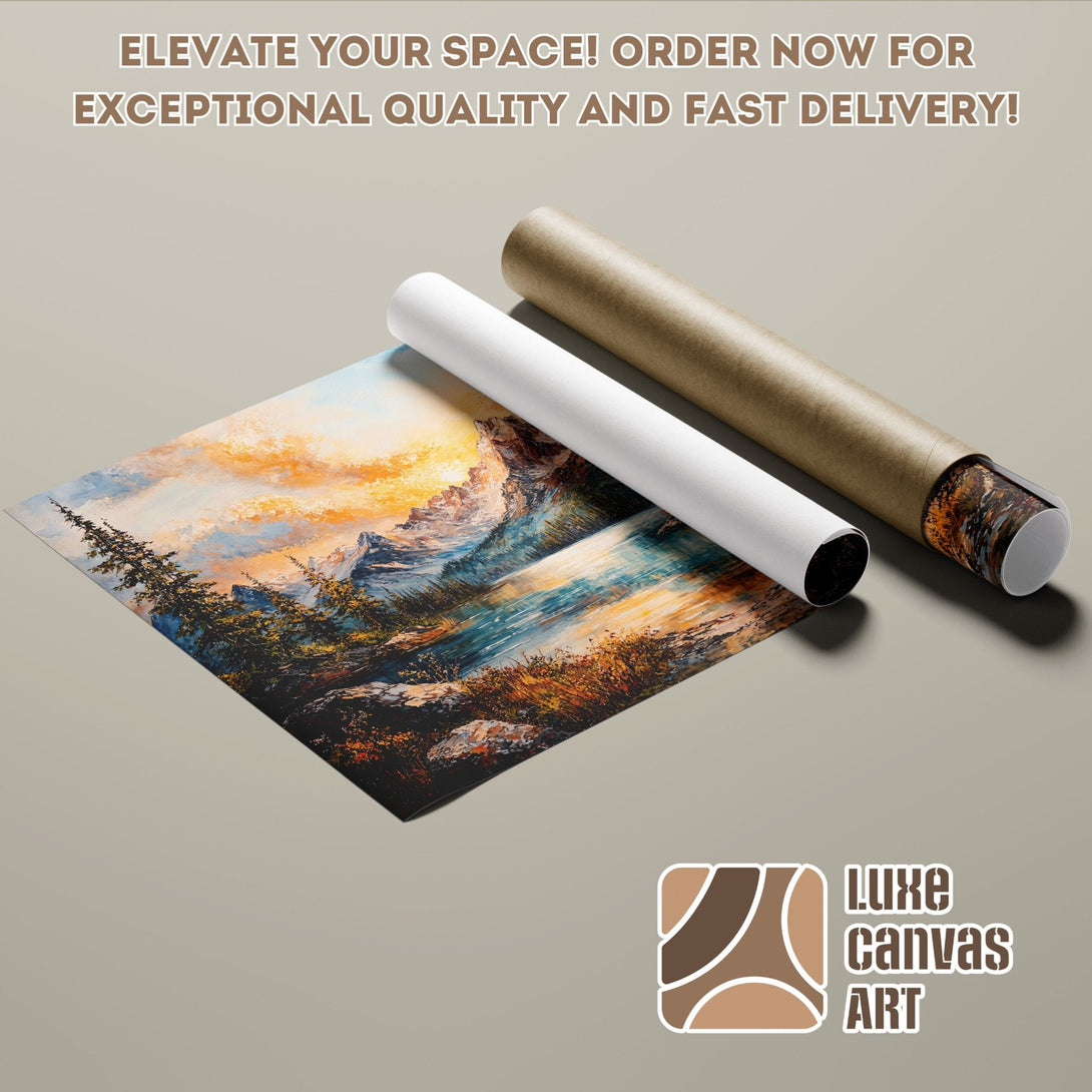 Landscape Poster Roll with vibrant colors and brushstroke style. Elevate your space with art!