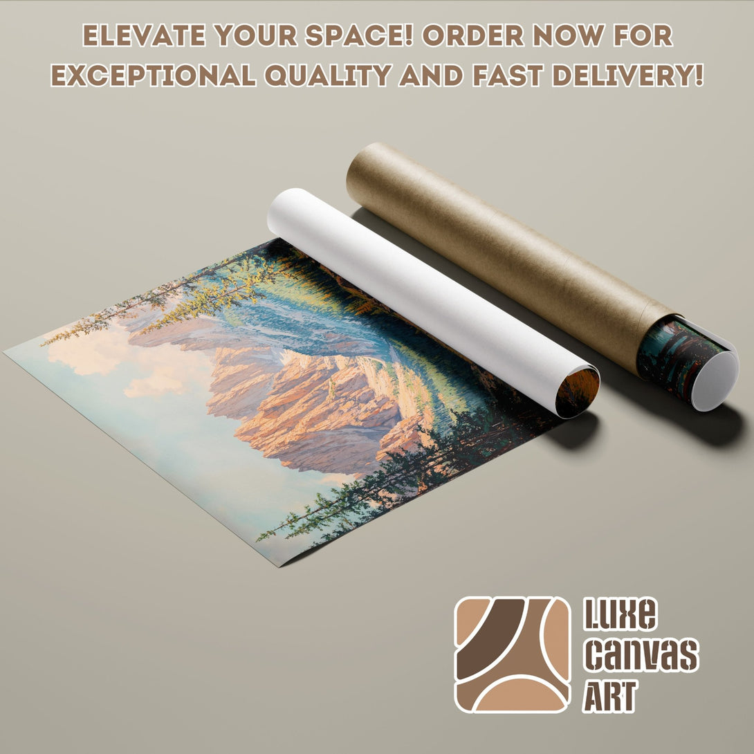 Poster Roll featuring a mountain landscape in a warm, earthy color palette. Elevate your space with this stunning art!