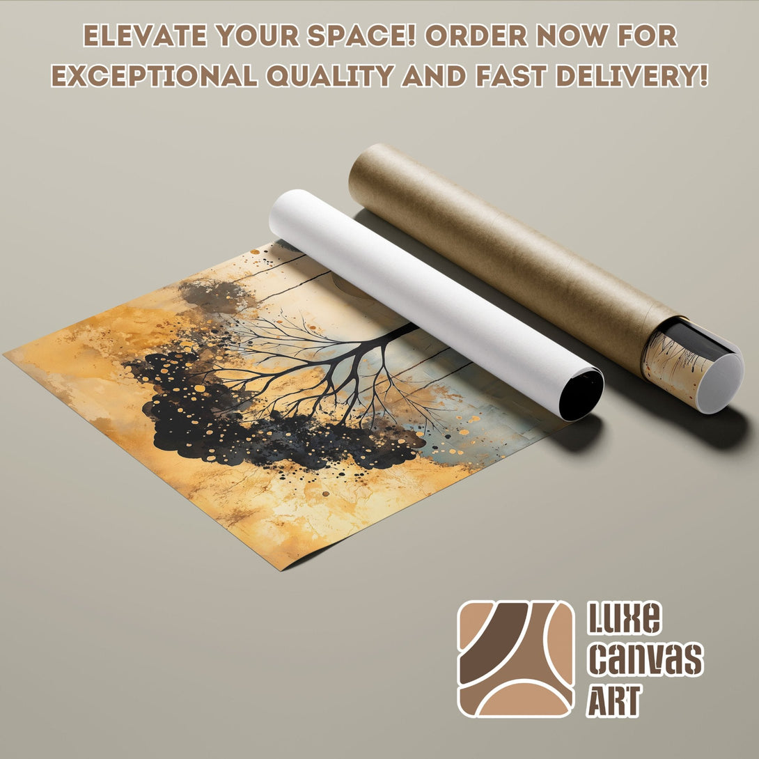 Abstract tree art Poster Roll in warm earth tones. Elevate your space!