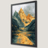 Mountain Reflection Art Poster - Gray and Gold Landscape Print