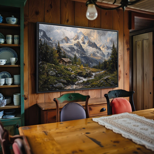 Mountain Snowy Peaks Canvas Print with Alpine Scenery