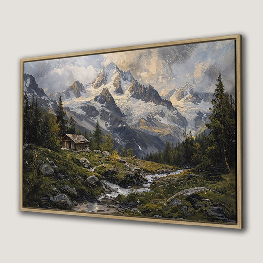 Mountain Snowy Peaks Canvas Print with Alpine Scenery