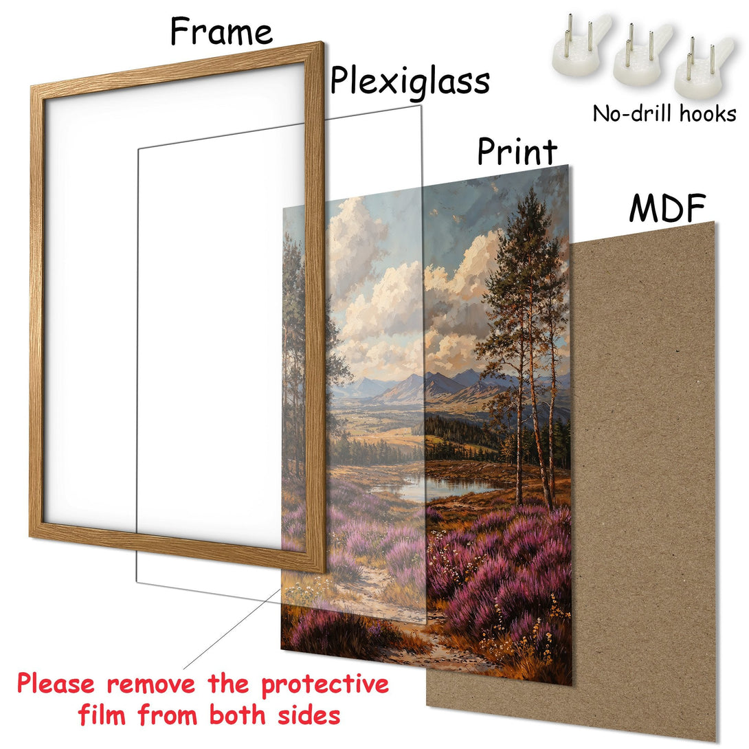 Framed Poster of a landscape painting in a natural color palette. Perfect wall art for your home!