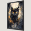 Mysterious Black Cat Art Poster with Orange Eyes