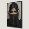 Mysterious Woman Reading Book Framed Canvas Print Decor