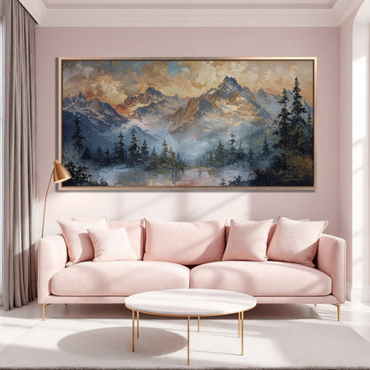 Mystic Mountain Landscape Snowy Peaks Canvas Print