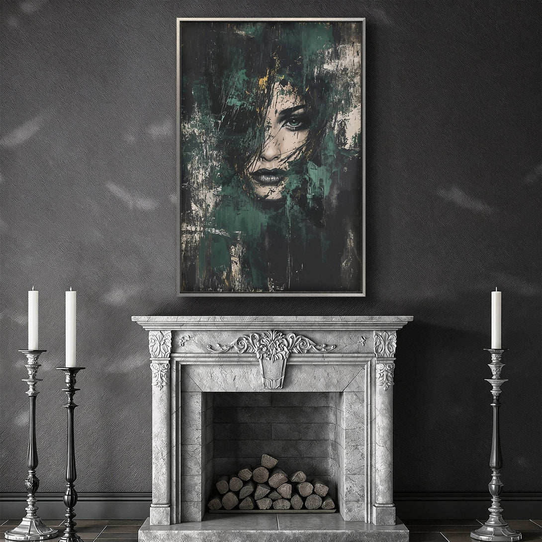 Framed Wall Art featuring a majestic deer in a forest setting. Earthy tones of brown, orange, and green create a warm, inviting aesthetic. Perfect for any interior.