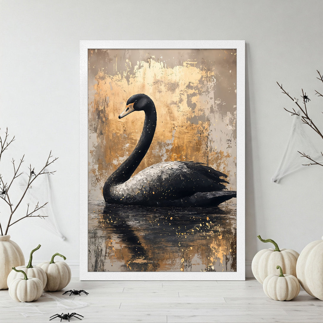 Framed Poster featuring a majestic hawk against a vibrant orange backdrop. Dramatic art style with warm, autumnal color palette. Perfect wall decor!