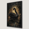 Mystical Black Swan in Pond Canvas Print Gothic Decor