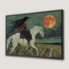 Mystical Cowgirl on White Horse Canvas Print Art