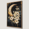 Mystical Crescent Moon and Flowers Canvas Print Art