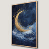 Mystical Crescent Moon and Ocean Waves Canvas Print