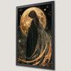 Mystical Full Moon Cloaked Girl Art Poster for Dark Academia Decor