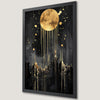 Mystical Gold Moon Art Poster - Celestial Night Sky Decor