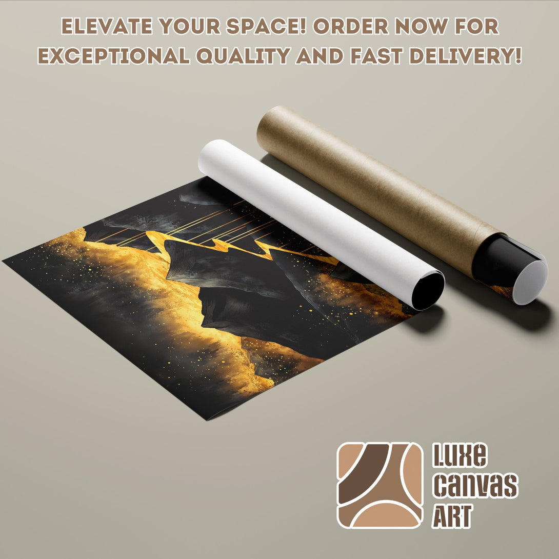 Poster Roll featuring abstract art in black and gold. Elevate your space with this stunning wall art! Order now!