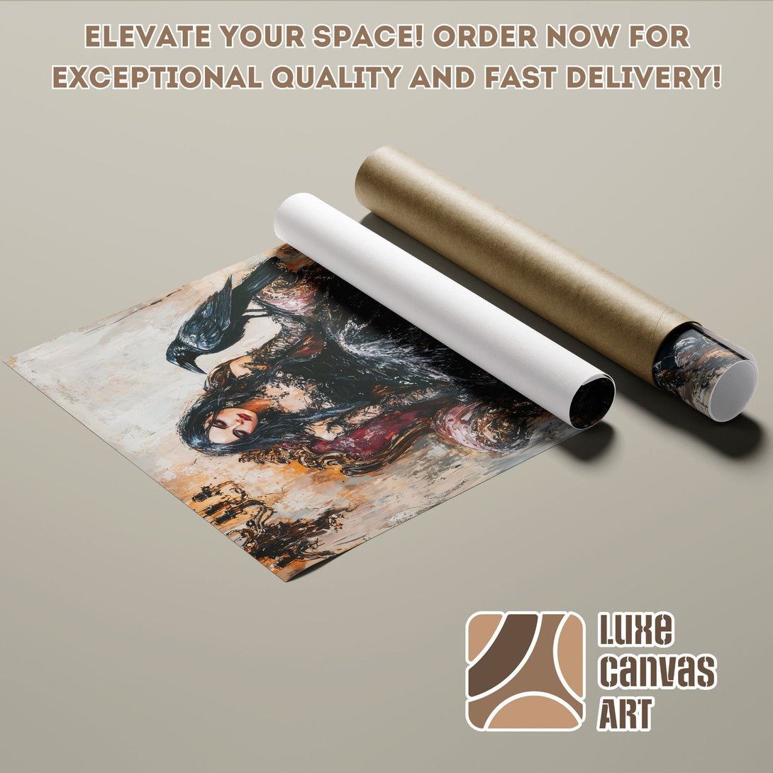 Poster Roll featuring a woman's portrait in black and beige, perfect for wall decor.