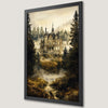 Mystical Green Forest Gothic Castle Art Poster for Home Decor