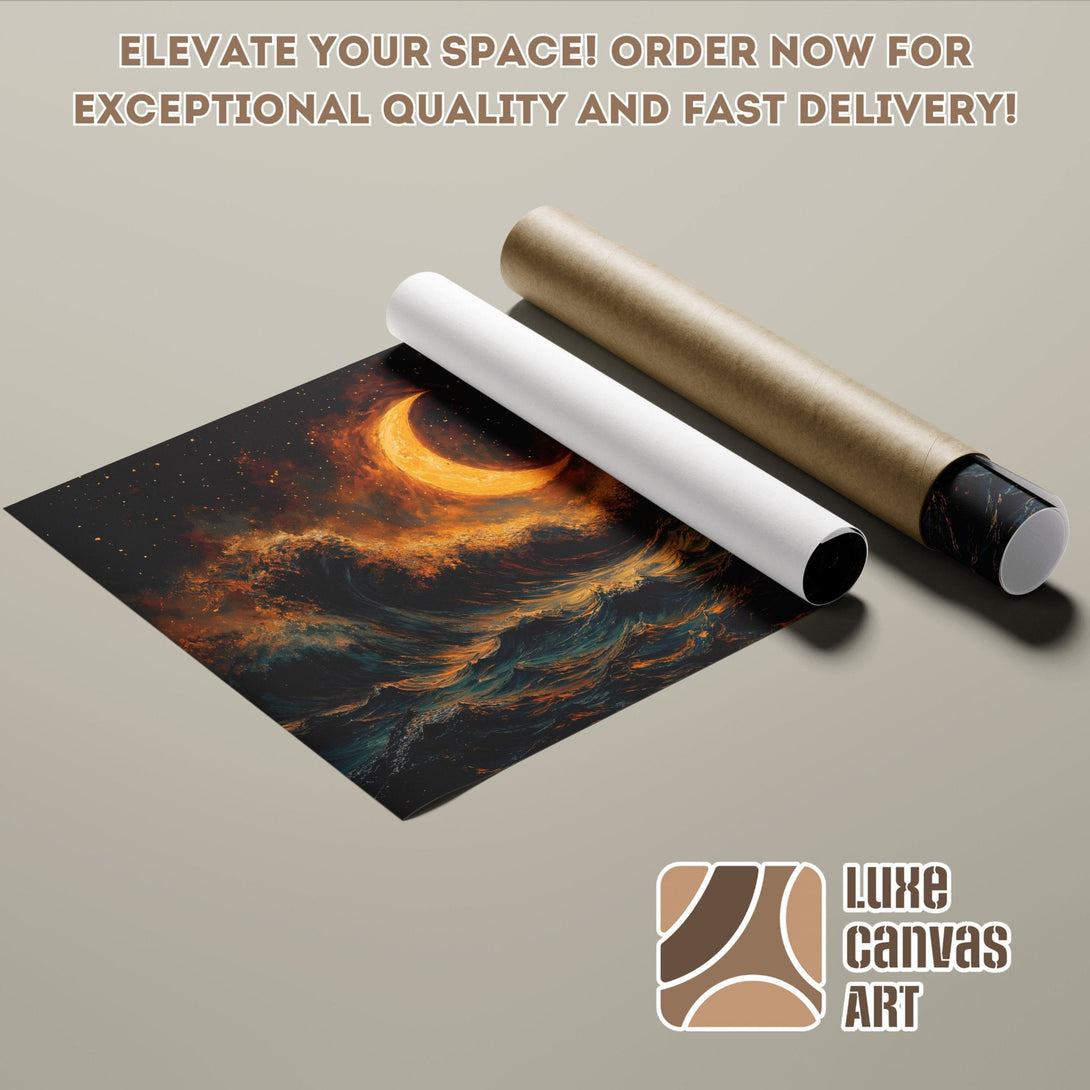 Poster Roll featuring a celestial landscape in warm, earthy tones. Elevate your space!