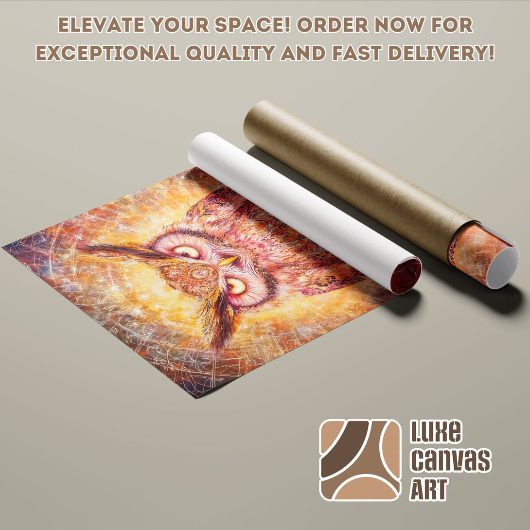 Owl art poster roll in warm, vibrant colors. Add a touch of artistry to your space! Order your Poster today!