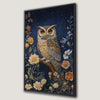Mystical Owl on Branch Canvas Print with Floral Frame