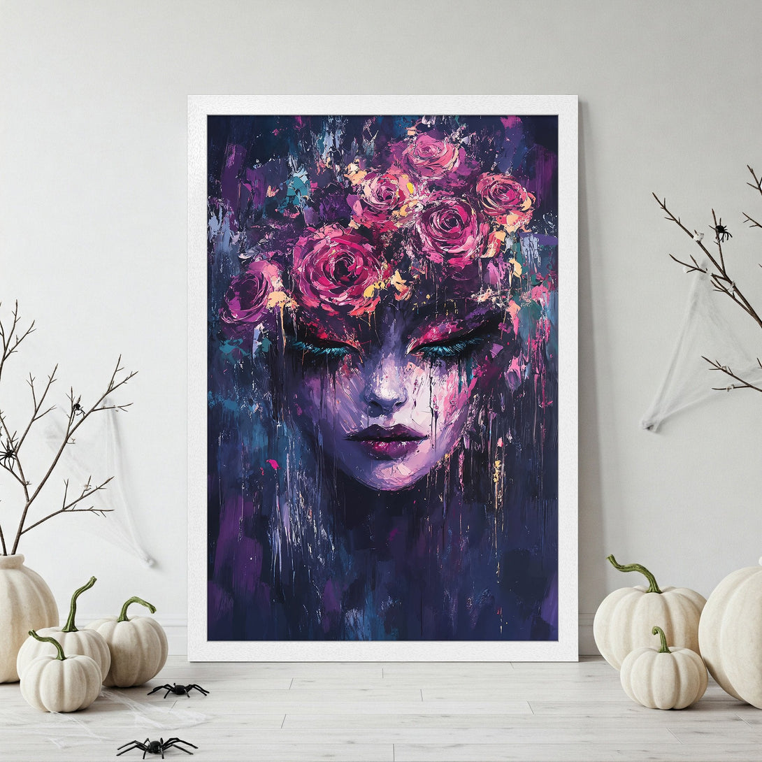 Framed Poster featuring a medieval knight in dark, painterly style with a warm, gold and red color palette. Perfect wall art!