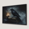 Mystical Raven and Candle Canvas Print Gothic Art Decor