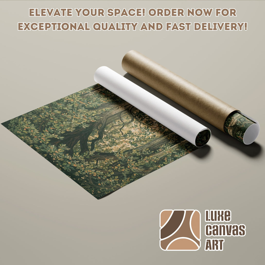 Poster Roll featuring a nature-inspired design with a green and brown color palette. Elevate your space with this high-quality art print!