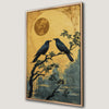 Mystical Raven on Branch Canvas Print with Moon Art
