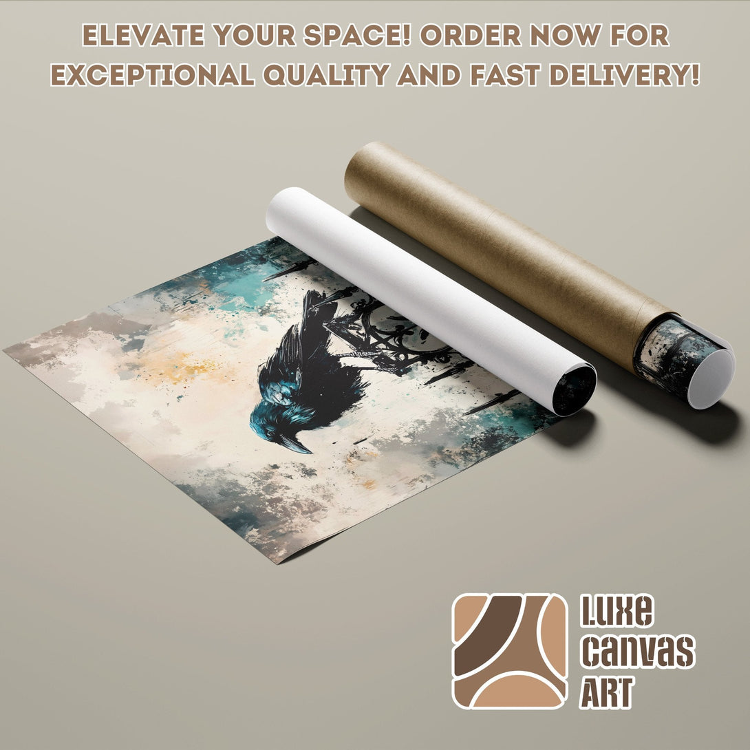 Poster Roll featuring a majestic stag art print in a dark green and gold palette. Elevate your space!